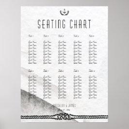 Poster Gráfico de Casamento Náutico Branca de Cinzas 18x2