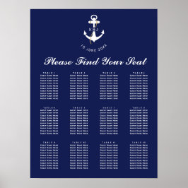 Poster Gráfico de Casamento Náutico de Âncora Elegante