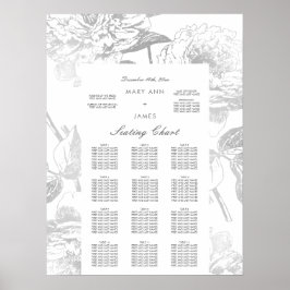 Poster Gráfico de Casamento Prata Floral Simples Moderna