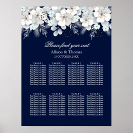 Poster Gráfico de Casamento Selo de flor branca sakura az