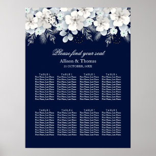 Poster Gráfico de Casamento Selo de flor branca sakura az