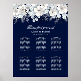 Poster Gráfico de Casamento Selo de flor branca sakura az