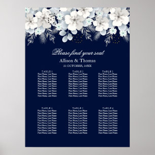 Poster Gráfico de Casamento Selo de flor branca sakura az