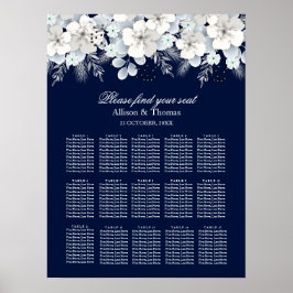 Poster Gráfico de Casamento Selo de flor branca sakura az