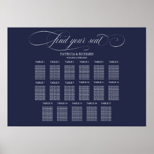 Poster Gráfico de Casamento Sinal 17 Mesa Marinho Azul