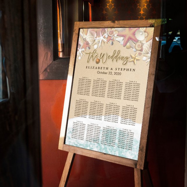 Poster Gráfico de Casamento Summer Sandy Beach Starfish (Criador carregado)