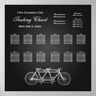 Póster Gráfico de Casamento Tandem Bike Black