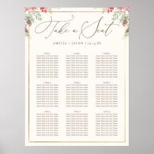 Poster Gráfico de Casamento Verde de inverno elegante