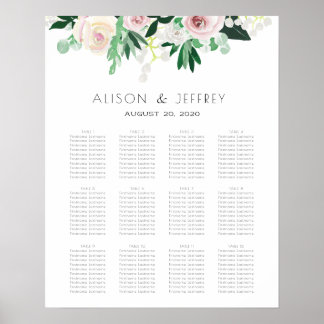 Poster Gráfico de Casamento Verde Floral de Watercolor