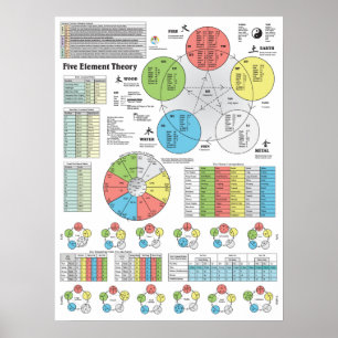 Poster Gráfico de Cinco Elementos de Pontos de Acupuntur