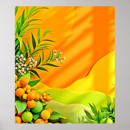 Poster Gráfico de Citros e Folhas