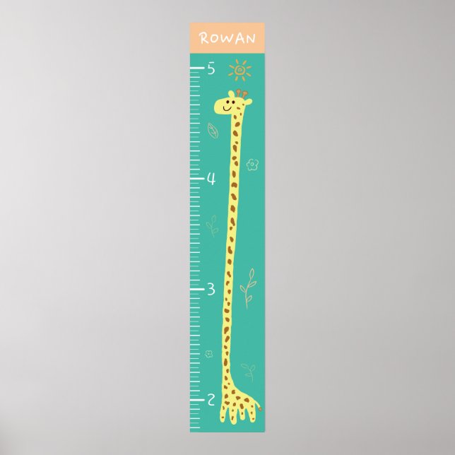 Poster Gráfico de Crescimento da Girafa Sorridente (Frente)