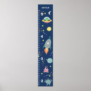Poster Gráfico de Crescimento de Alienígena e Nome Azul