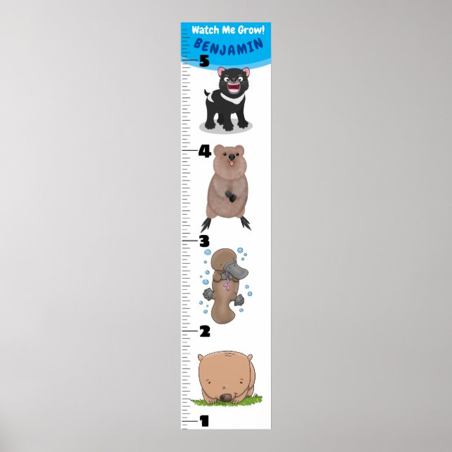 Poster Gráfico de crescimento de animação de animais aust (Frente)