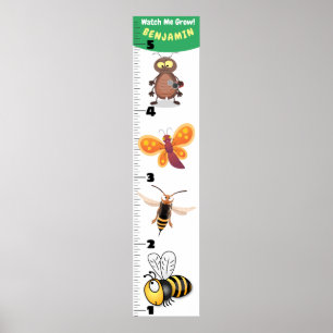 Poster Gráfico de crescimento de animação de insetos e