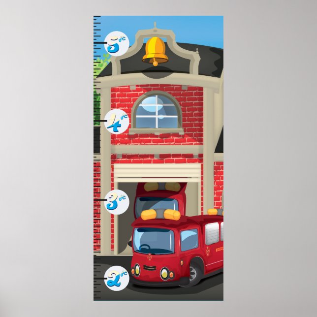Póster Gráfico de Crescimento de Posto de Bombeiros (Frente)