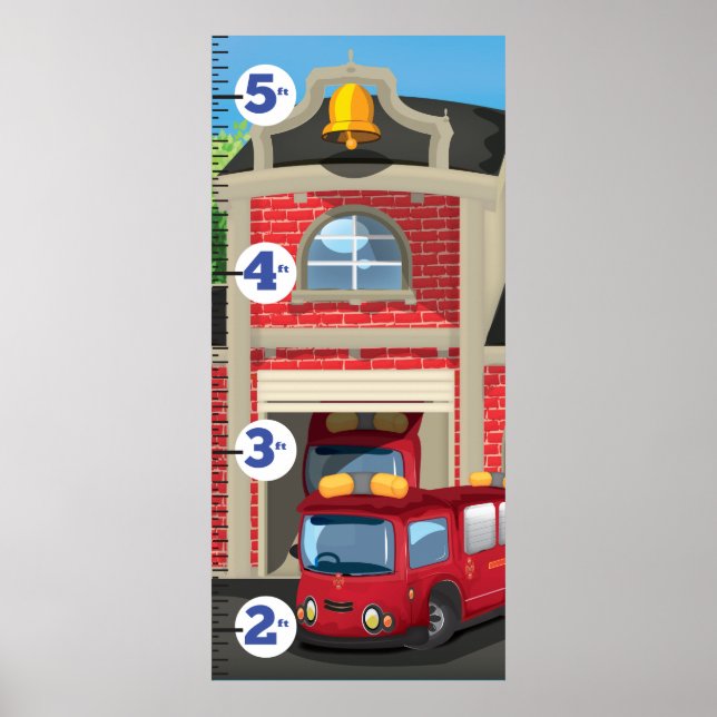 Póster Gráfico de Crescimento de Posto de Bombeiros (Frente)