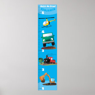 Poster Gráfico de crescimento de veículos fofos de desenh