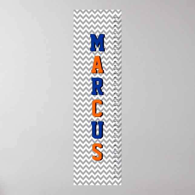 Póster Gráfico de Crescimento do Nome da Chevron Seis Let (Frente)