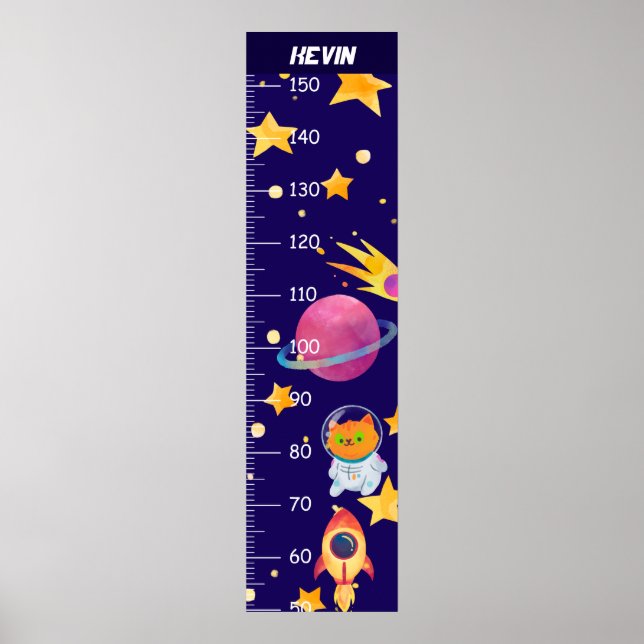 Poster Gráfico de Crescimento Espacial do Astronauta Gato (Frente)