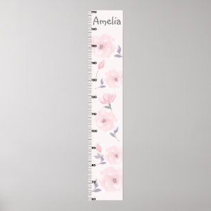 Poster Gráfico de Crescimento Rosa de Rosas de Aquarela M