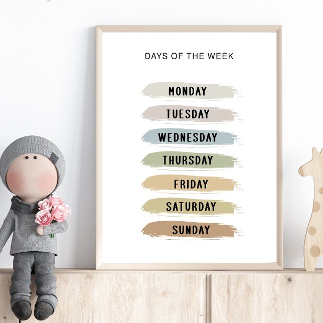 Poster Gráfico de Dias da Semana em Tons Terrosos (Criador carregado)