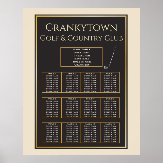 Poster Gráfico de 🏌 do Torneio de Golf (Frente)