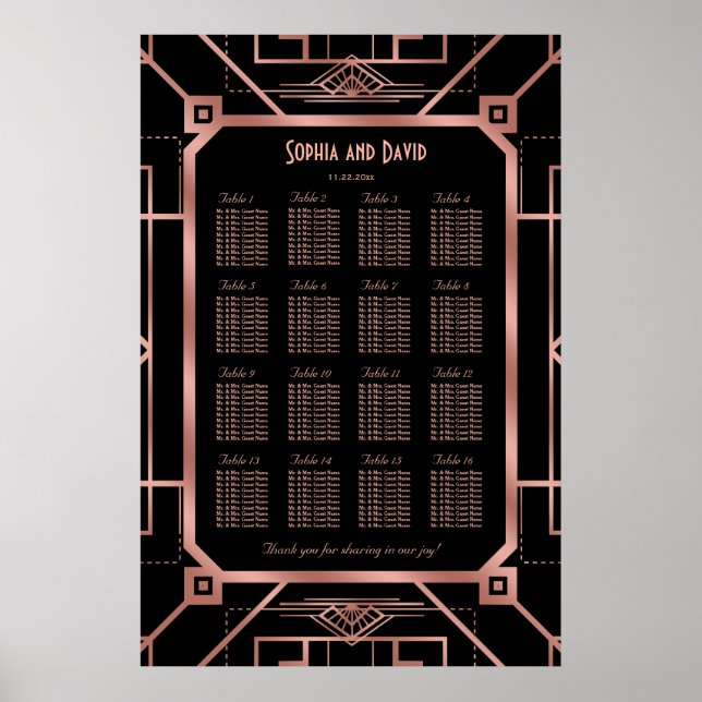Poster Gráfico de Excelente Preto de Cobre de Luxo Gatsby (Frente)