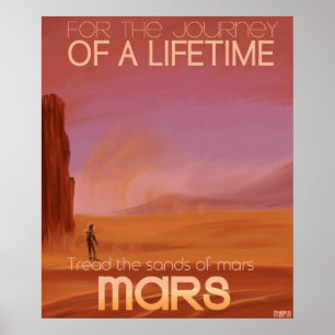 Póster Gráfico de Férias Vintage Mars