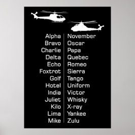 Poster Gráfico de Fonética do Piloto Helicopter de Cadete