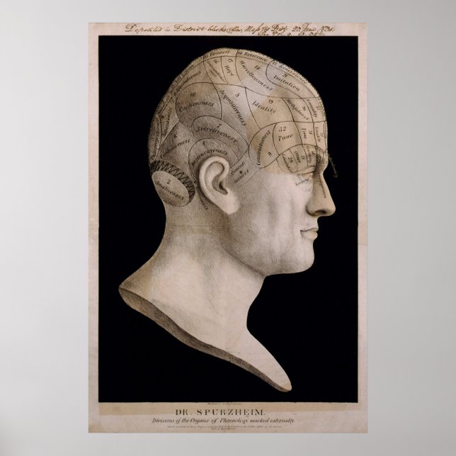 Póster Gráfico de frenologia do Dr. Spurzheim (Frente)