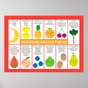 Poster Gráfico de Frutas Sazonais EUA