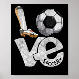 Poster Gráfico De Futebol Dizendo Amor Bola De Coração