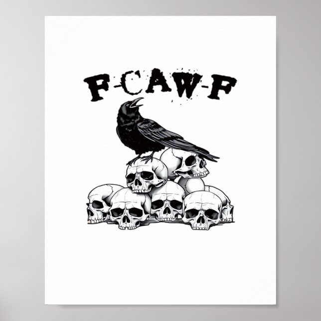 Poster Gráfico de Halloween Caveira de Corvo Gótico F Cro (Frente)