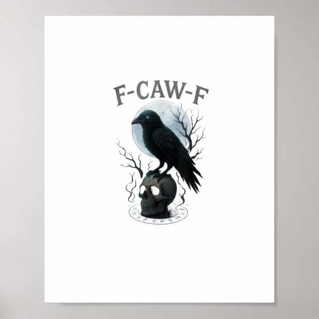 Poster Gráfico de Halloween Caveira de Corvo Gótico F Cro (Frente)