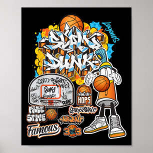 Poster Gráfico de Ilustração do Estilo de Grafite de Basq
