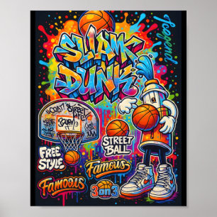 Poster Gráfico de Ilustração do Estilo de Grafite de Basq