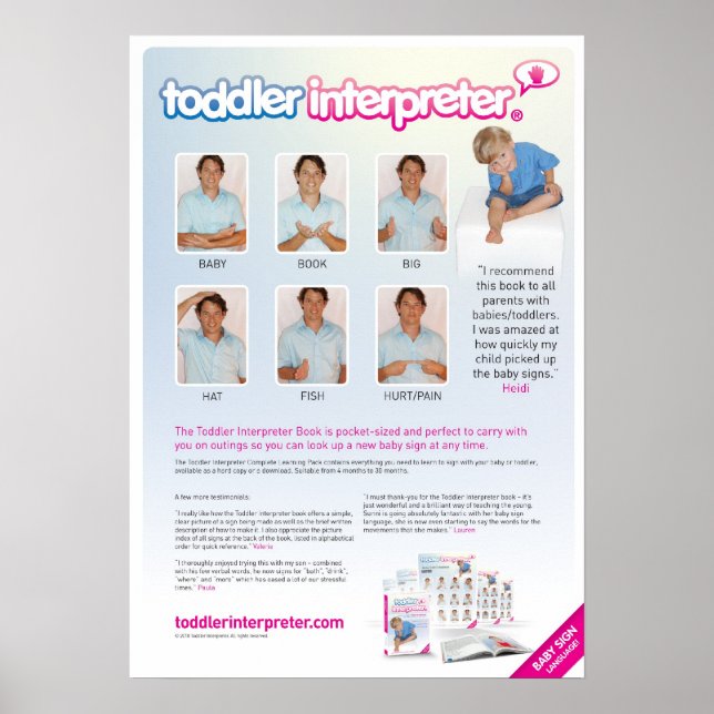 Póster Gráfico de Linguagem de Sinalização de Bebê (Frente)