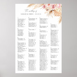 Poster Gráfico de lugares alfabéticos Boho Floral