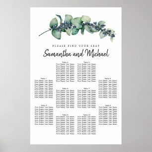 Poster Gráfico de Lugares de 10 Mesas de Eucalyptus Berry