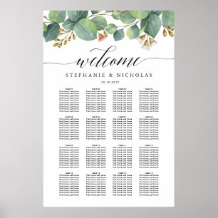 Poster Gráfico de lugares de script Eucalyptus greenery