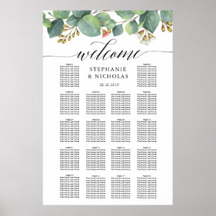 Poster Gráfico de lugares de script Eucalyptus greenery