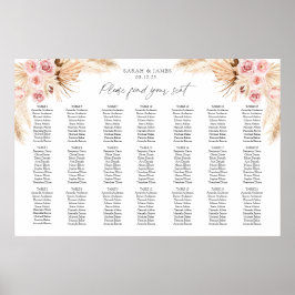 Poster Gráfico de lugares do plano de mesa de erva Boho P