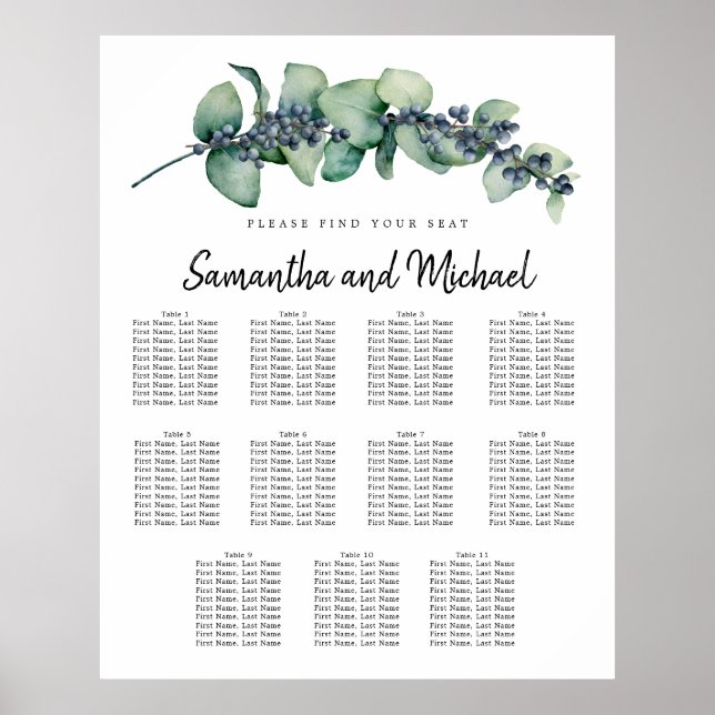 Poster Gráfico de Lugares Grande Eucalyptus 11-Mesa Botân (Frente)
