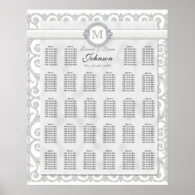 Poster Gráfico de lugares para Mesas de recepção, diamant (Frente)