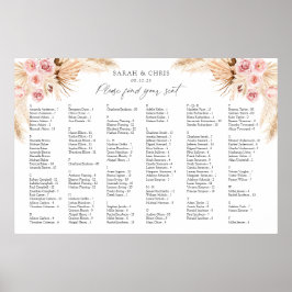 Poster Gráfico de lugares para ordens alfabéticas Boho Fl