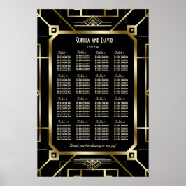 Poster Gráfico de Luxo Preto e Dourado Assento de Excelen