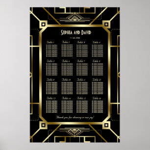 Poster Gráfico de Luxo Preto e Dourado Assento de Excelen