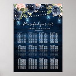 Poster Gráfico de Luzes Sentadas das Palavras Azul-marinh