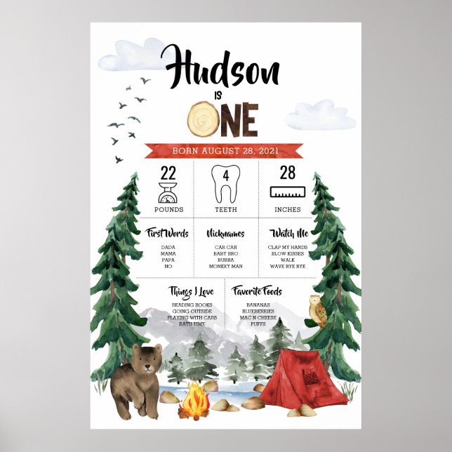 Poster Gráfico de marco de primeiro aniversário de um Fel (Frente)